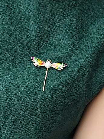 Brass Rhinestone Enamel Dragonfly Trend Brooch