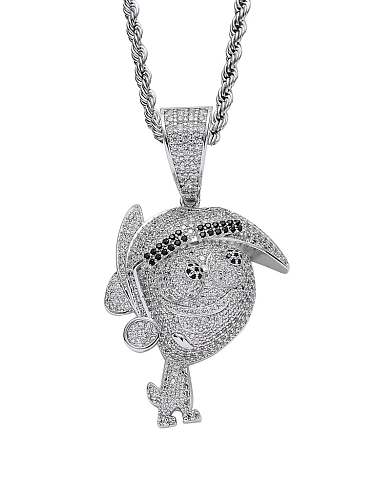 Brass Cubic Zirconia Anime Fighting Family Hip Hop Necklace