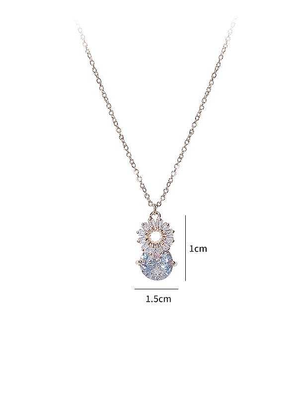 Brass Cubic Zirconia Flower Dainty Necklace