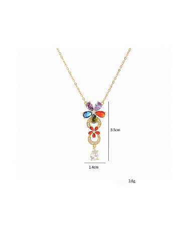 Zierliche Halskette mit Zirkonia-Blume aus Messing