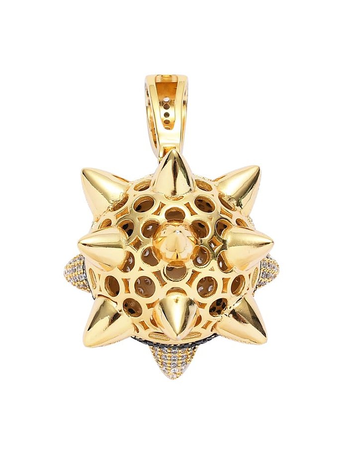 Brass Cubic Zirconia Black 8 Meteor Hammer Hip Hop Necklace