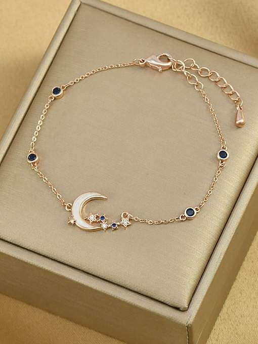 Brass Cubic Zirconia Moon Dainty Bracelet