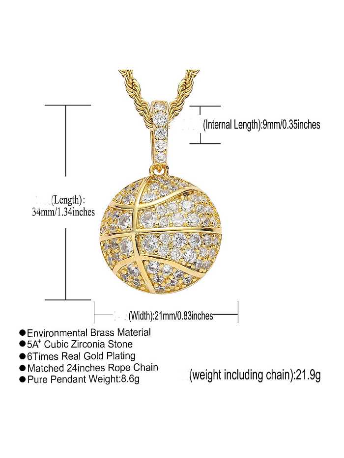 Collier Hip Hop Rond en Laiton Cubic Zirconia