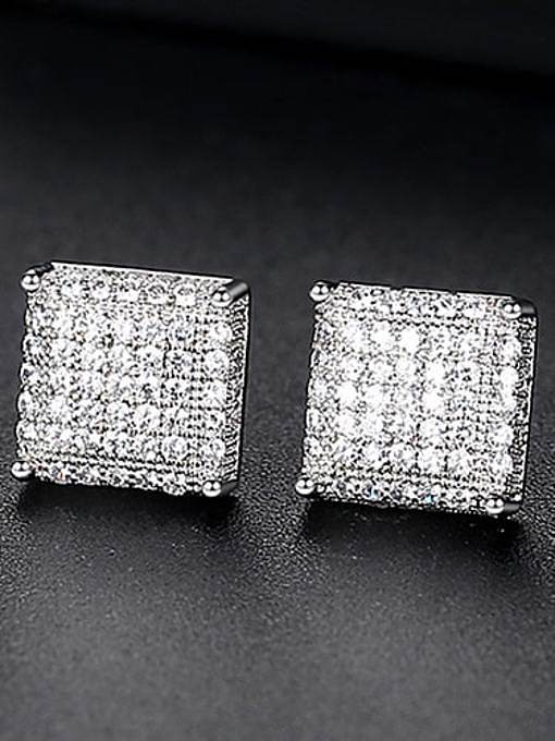 Arete cuadrado de hip hop con circonita cúbica de cobre