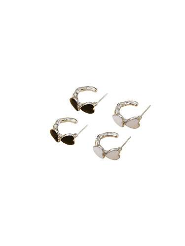 Brass Enamel Heart Trend Hoop Earring