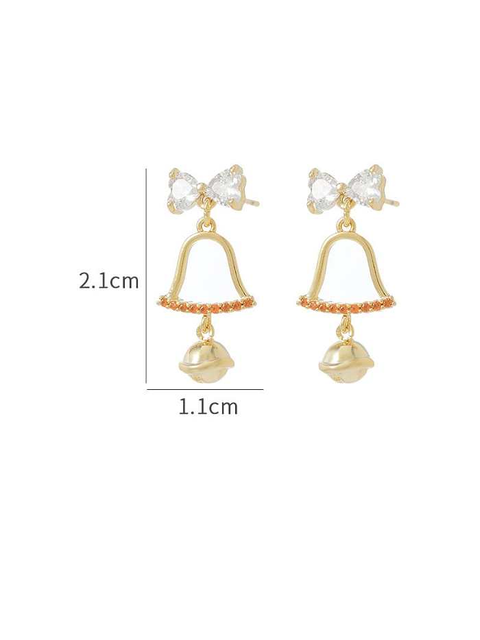 Brass Cubic Zirconia Bowknot Dainty Stud Earring