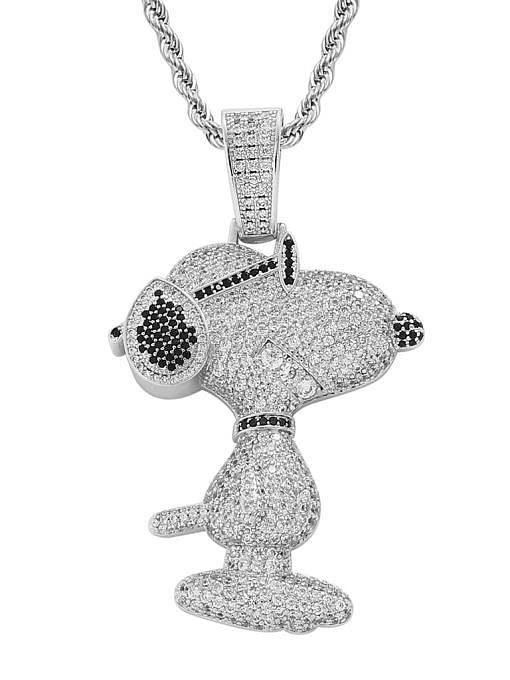Brass Cubic Zirconia Dog Hip Hop Necklace