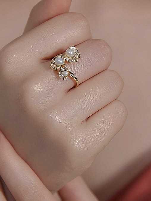Brass Cubic Zirconia Flower Trend Band Ring