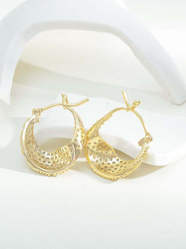 Brass Cubic Zirconia Geometric Dainty Stud Earring