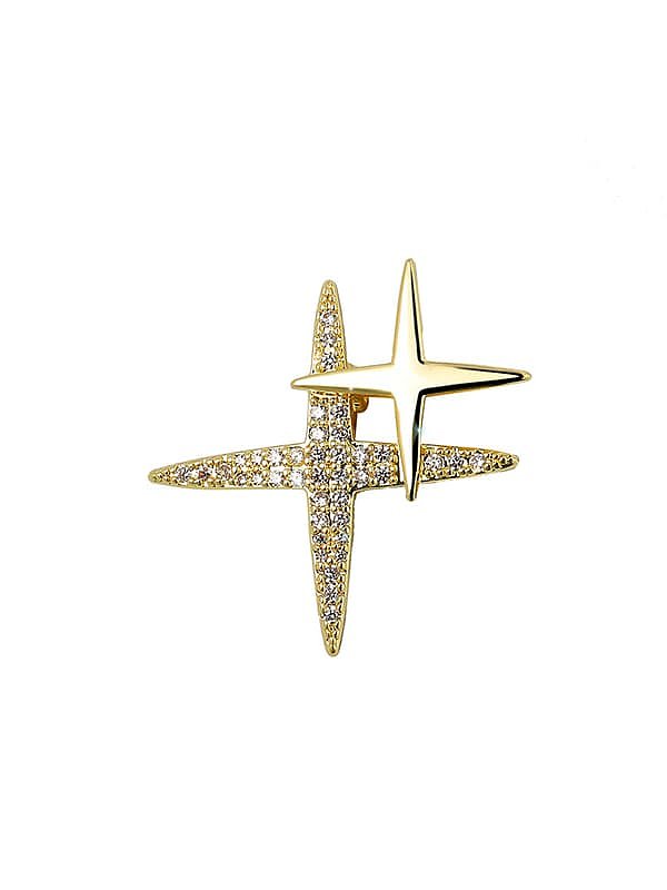 Brass Cubic Zirconia Cross Minimalist Brooch