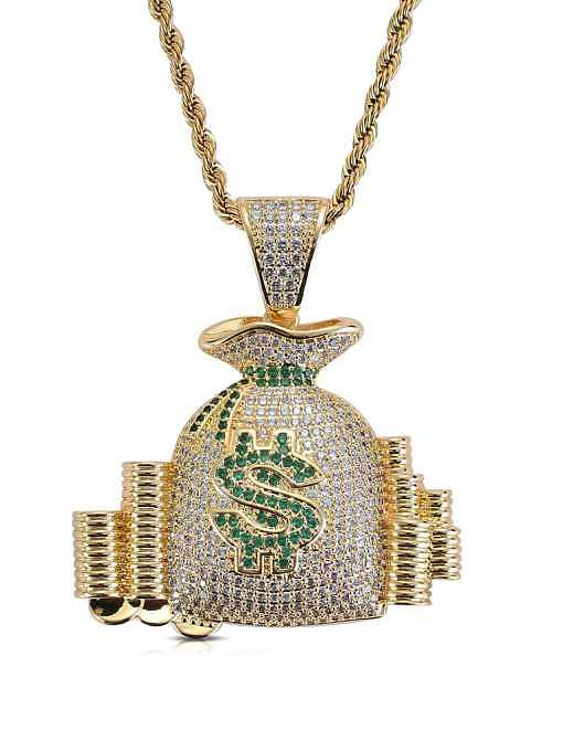 Brass Cubic Zirconia Purse Hip Hop Necklace