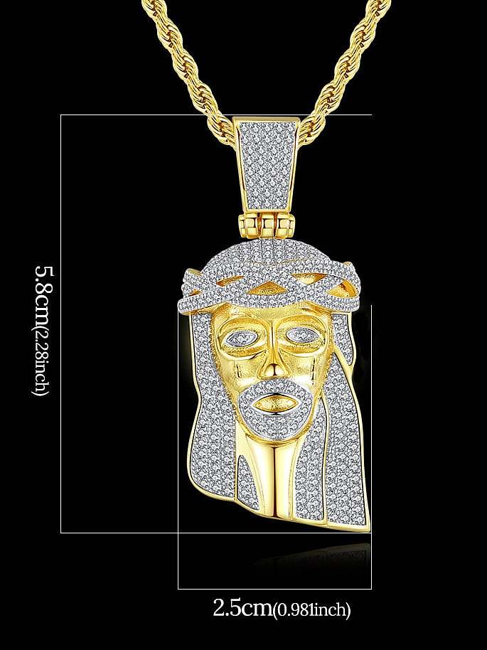 Copper Face Cubic Zirconia Irregular Hip Hop Necklace