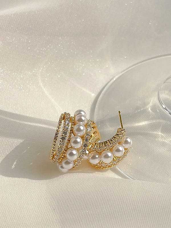 Brass Cubic Zirconia Geometric Dainty Hoop Earring
