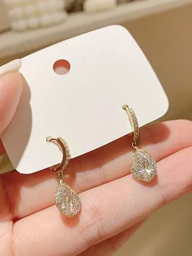 Brass Cubic Zirconia Water Drop Dainty Stud Earring