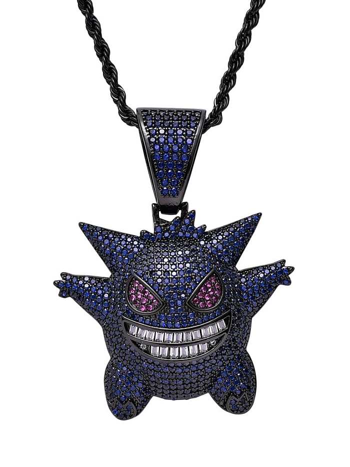 Brass Cubic Zirconia Geng Ghost Hip Hop Necklace