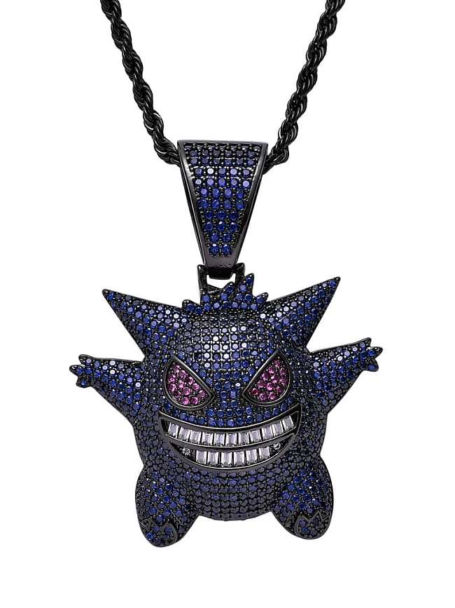Brass Cubic Zirconia Geng Ghost Hip Hop Necklace
