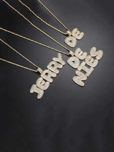 Brass Cubic Zirconia Letter Hip Hop Necklace