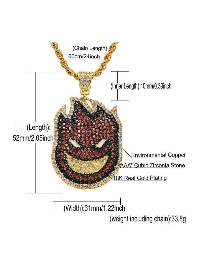 Brass Cubic Zirconia Little fireman Hip Hop Necklace