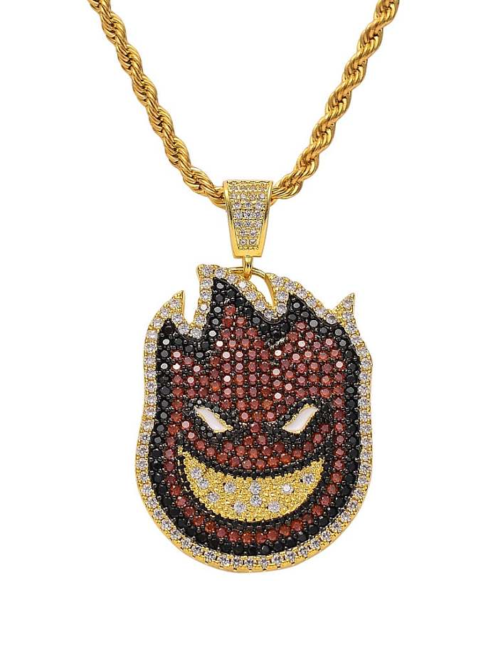 Brass Cubic Zirconia Little fireman Hip Hop Necklace