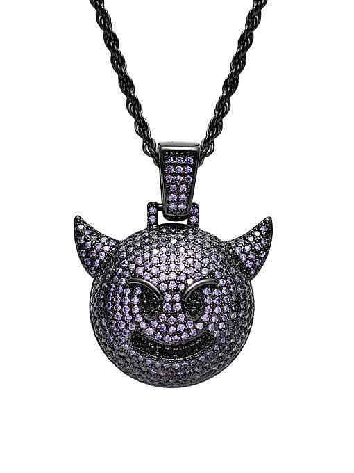 Brass Cubic Zirconia Little devil Hip Hop Necklace