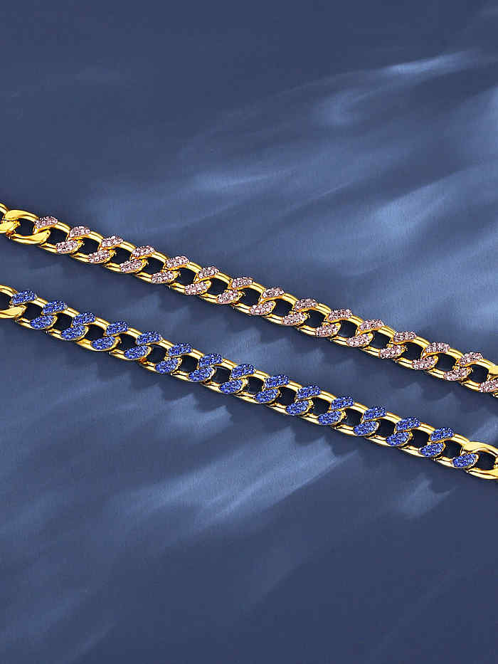 Geometrisches Trend-Gliederarmband aus Titanstahl mit Zirkonia