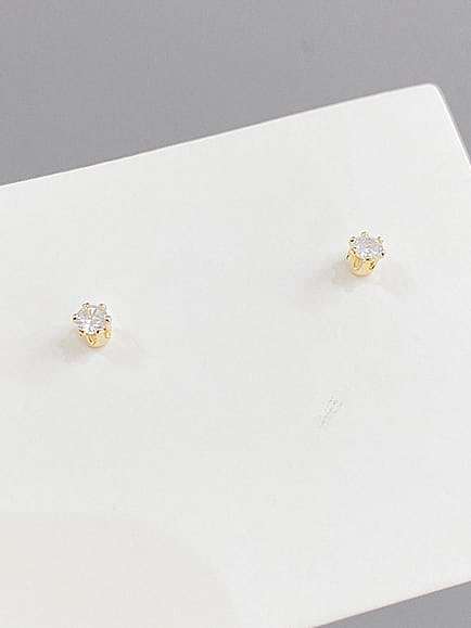 Brass Cubic Zirconia Enamel Flower Cute Stud Earring