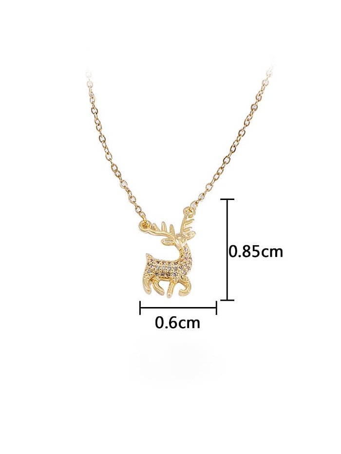 Brass Cubic Zirconia Deer Dainty Necklace