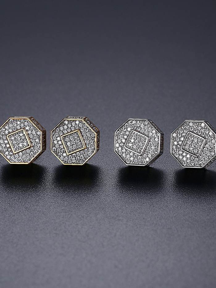 Arete de cobre con circonita cúbica geométrica Hip Hop