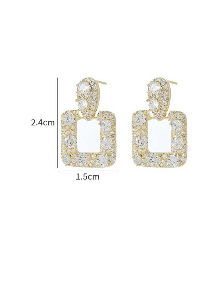 Brass Cubic Zirconia Geometric Dainty Stud Earring