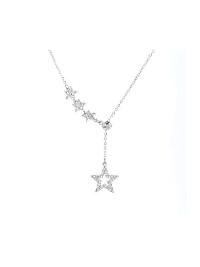 Brass Cubic Zirconia Star Dainty Necklace