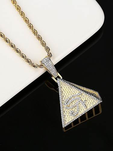 Brass Cubic Zirconia Triangle Hip Hop Necklace