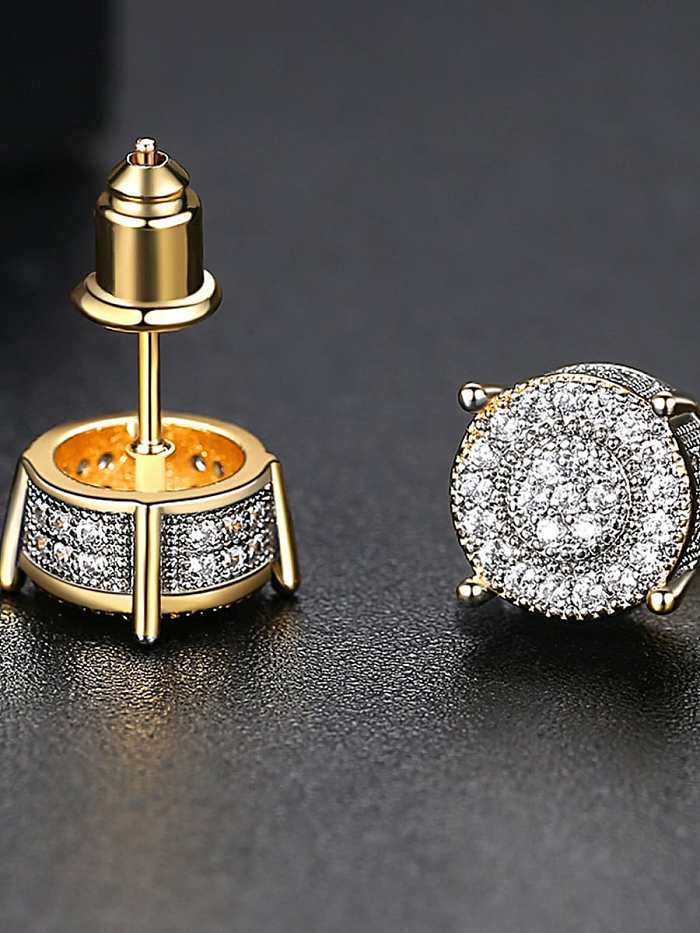 Arete redondo de hip hop con circonita cúbica de cobre