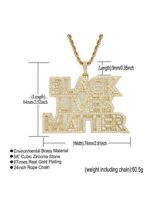Collar de hip hop con letra de circonita cúbica de latón