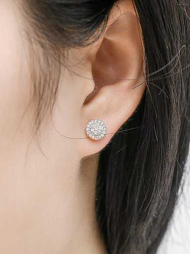 925 Sterling Silver Cubic Zirconia Round Dainty Stud Earring