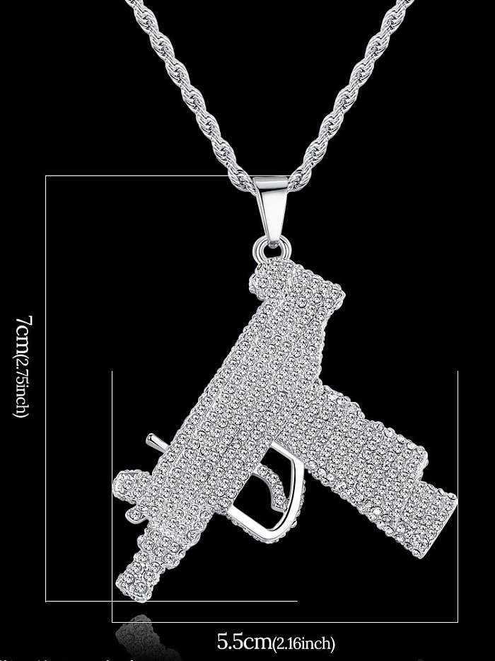 Copper Gun Cubic Zirconia Irregular Hip Hop Necklace