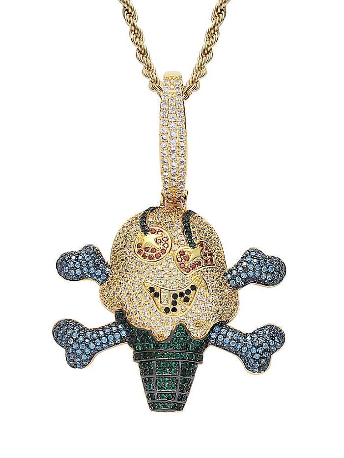 Brass Cubic Zirconia Pirate ice cream Hip Hop Necklace