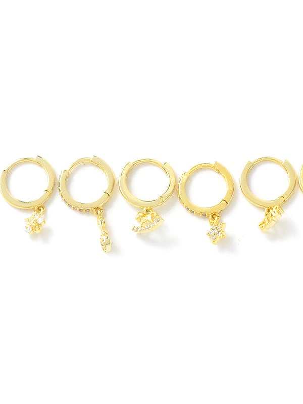 Brass Cubic Zirconia Letter Minimalist Huggie Earring
