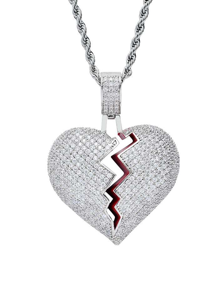 Brass Cubic Zirconia Heart Dainty Necklace