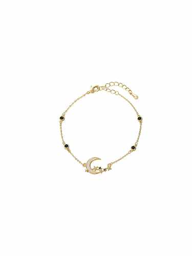 Brass Cubic Zirconia Moon Dainty Bracelet