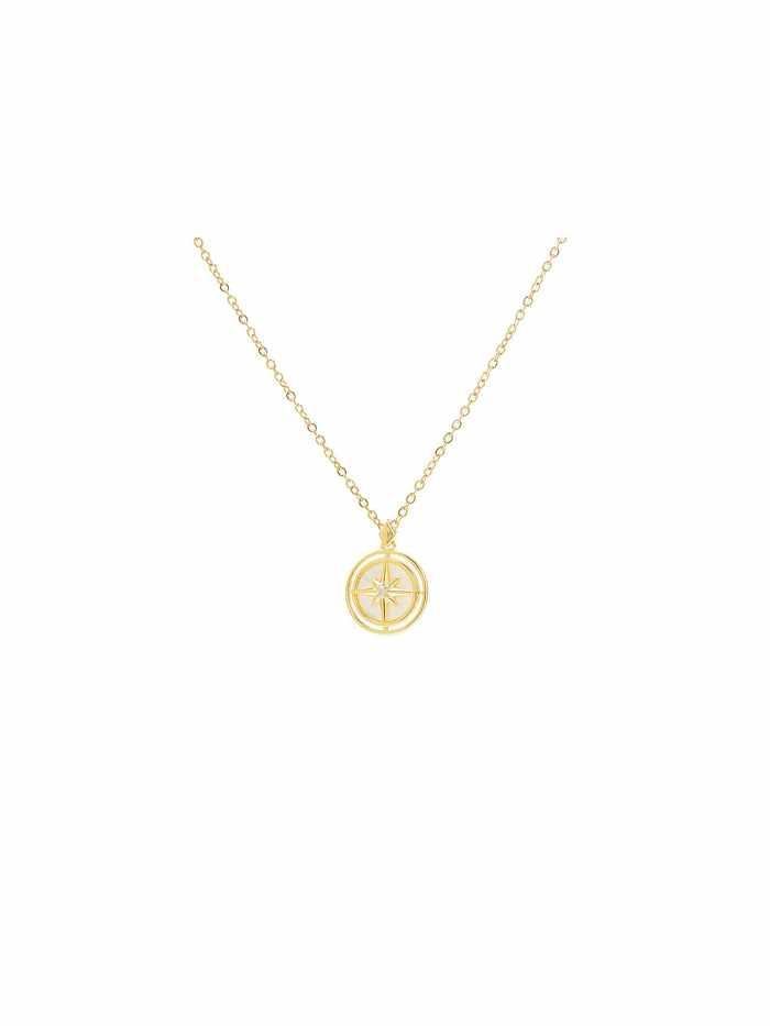 Brass Cubic Zirconia Round Dainty Necklace