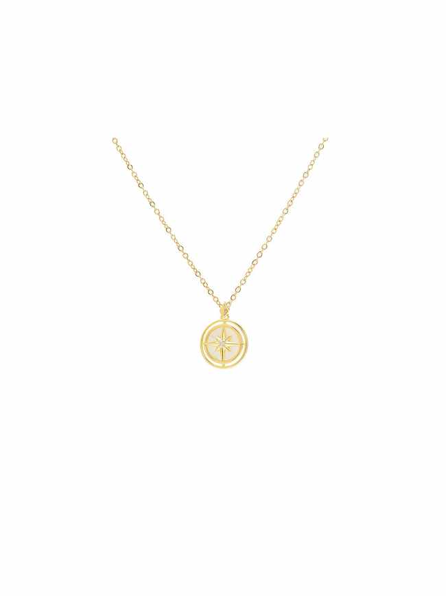 Brass Cubic Zirconia Round Dainty Necklace