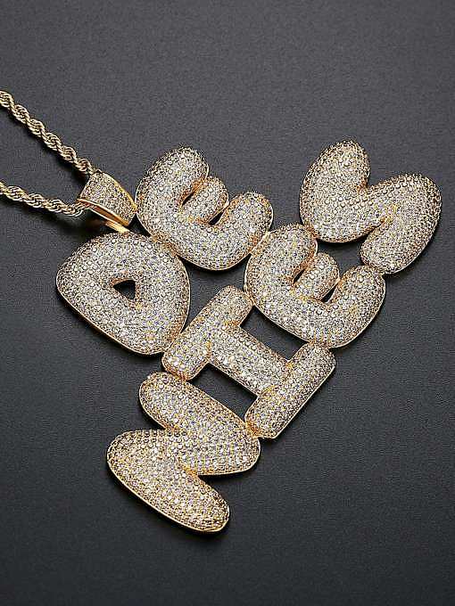 Collier Hip Hop Lettre Cubic Zirconia Laiton