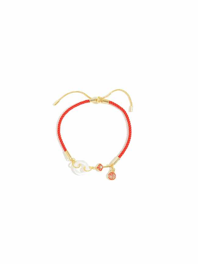 Brass Cubic Zirconia Enamel Geometric Dainty Adjustable Bracelet
