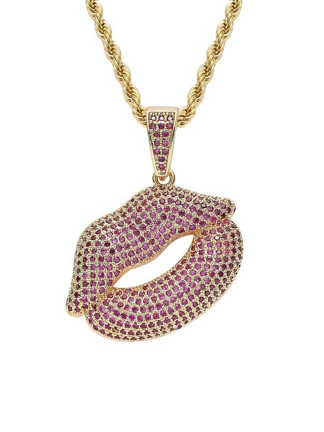 Brass Cubic Zirconia Mouth Hip Hop Necklace