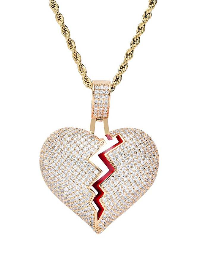 Brass Cubic Zirconia Heart Dainty Necklace