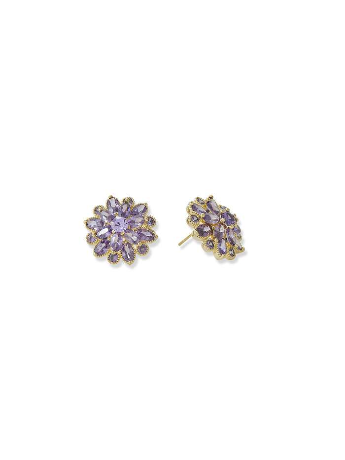 Boucles d'Oreilles Goujon Dainty Fleur en Laiton Cubic Zirconia