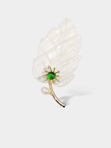 Brass Shell Leaf Minimalist Brooch