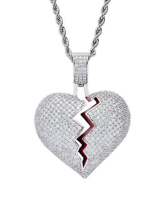 Brass Cubic Zirconia Heart Dainty Necklace