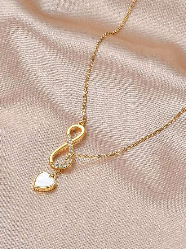 Brass Cubic Zirconia Heart Dainty Necklace