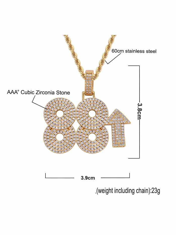 Brass Cubic Zirconia Round Hip Hop Necklace